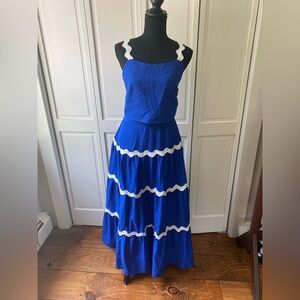 Two piece Blue Sleeveless “Sundress” with Square Neck